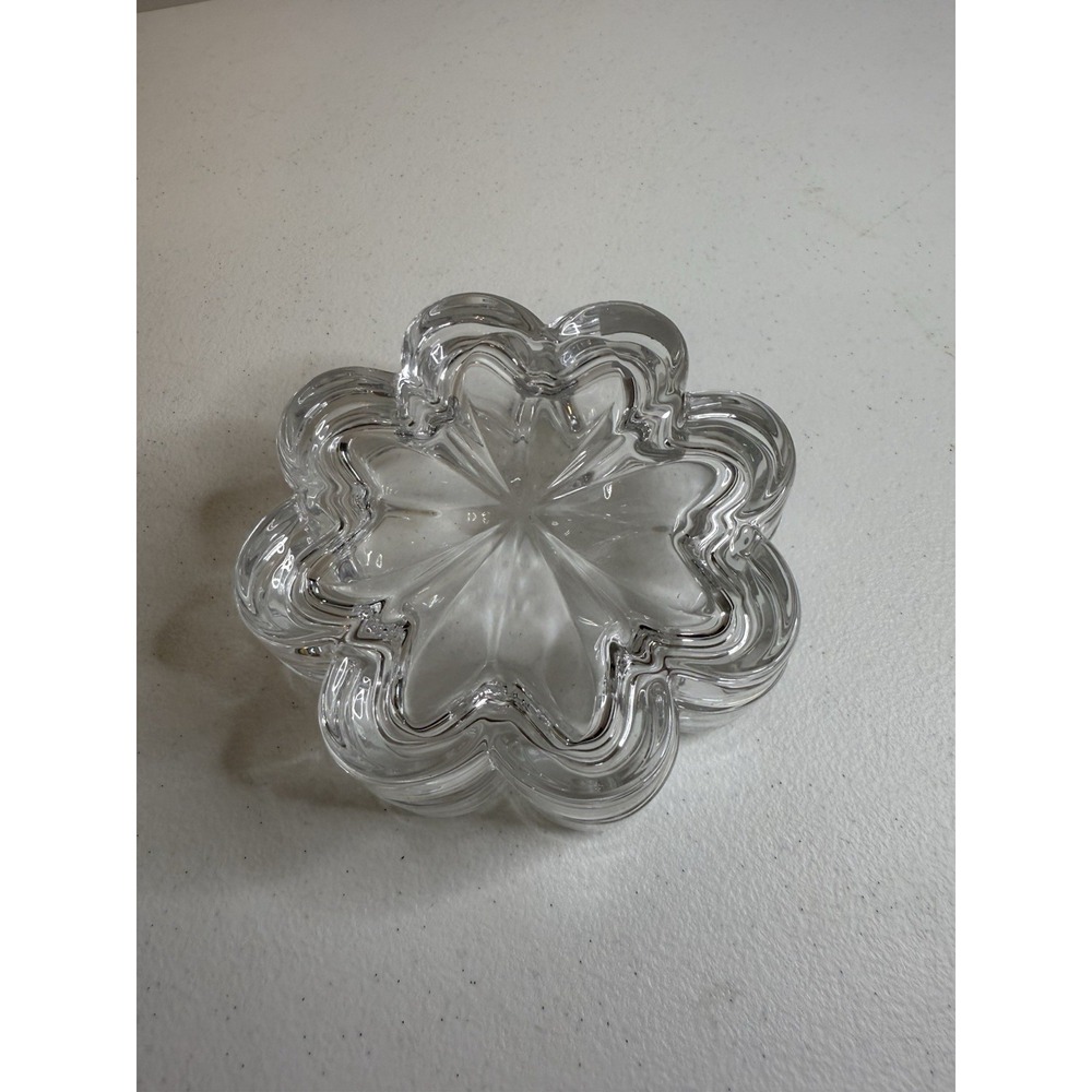 Beautiful Bohemia Crystal 4‎ Four Leaf Clover Dresser / Trinket Box - Excellent